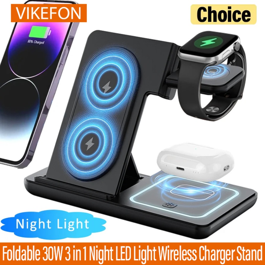 Smartwatch Watches Compatible With Iphone - 3 in 1 Foldable Night LED