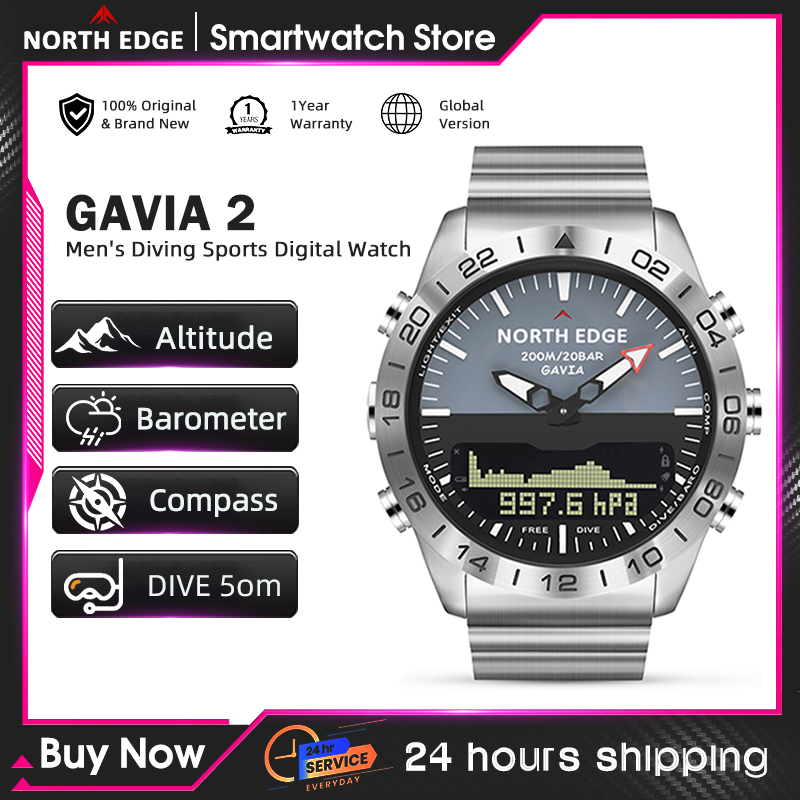 NORTH EDGE Mens Dive Watch Mil - Altimeter Compass Watch 评论和价格