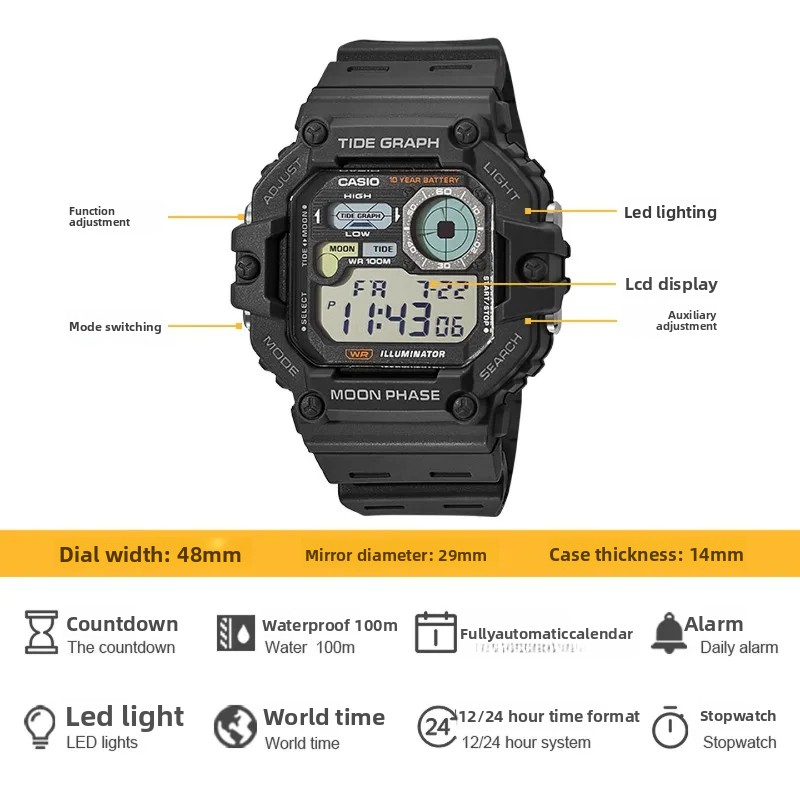 Casio WS-1700H Series Digital  - Vintage Digital Watch 评论和价格
