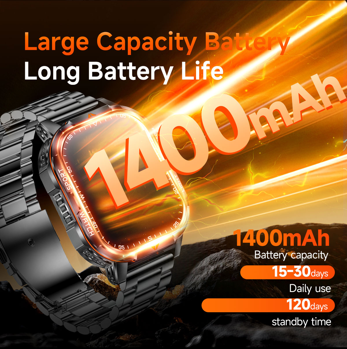 2026 New Military 1400mAh Batt - French Connection Watches Smartwatch App 评论和价格