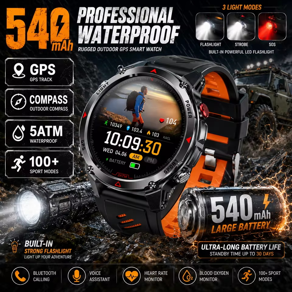 Military 540mAh GPS Smart Watc - Altimeter Compass Watch 评论和价格