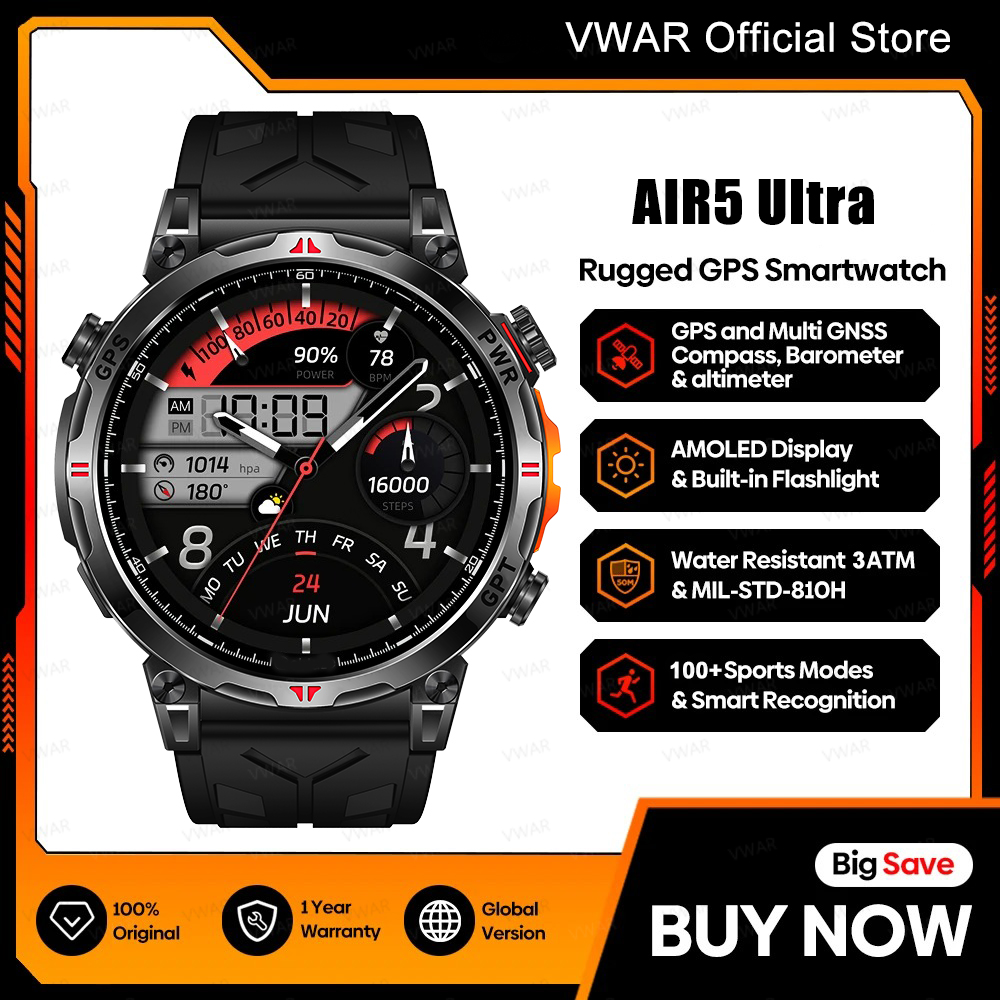 VWAR Air5 Ultra GPS Smartwatch - Watch Vs Amazfit 评论和价格